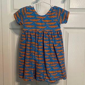 Blue and Orange Alligator Print Kids Dress